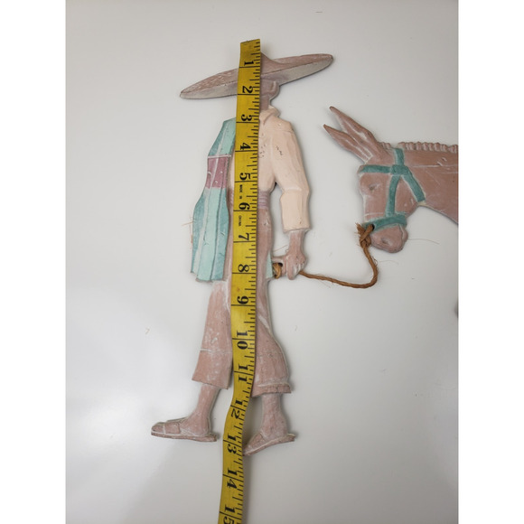 Home Interior Cast Iron Southwest Man Sombrero Donkey Folk Art Mexican Burro - Picture 3 of 8